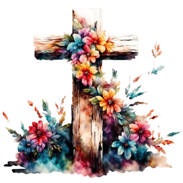 FLORAL WOODEN CROSS
