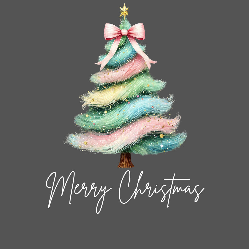 PASTEL CHRISTMAS TREE WHITE LETTERING