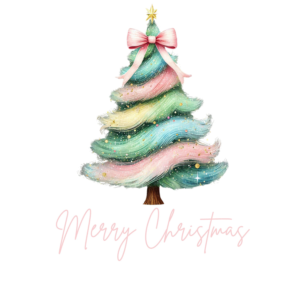 PASTEL CHRISTMAS TREE PINK LETTERING