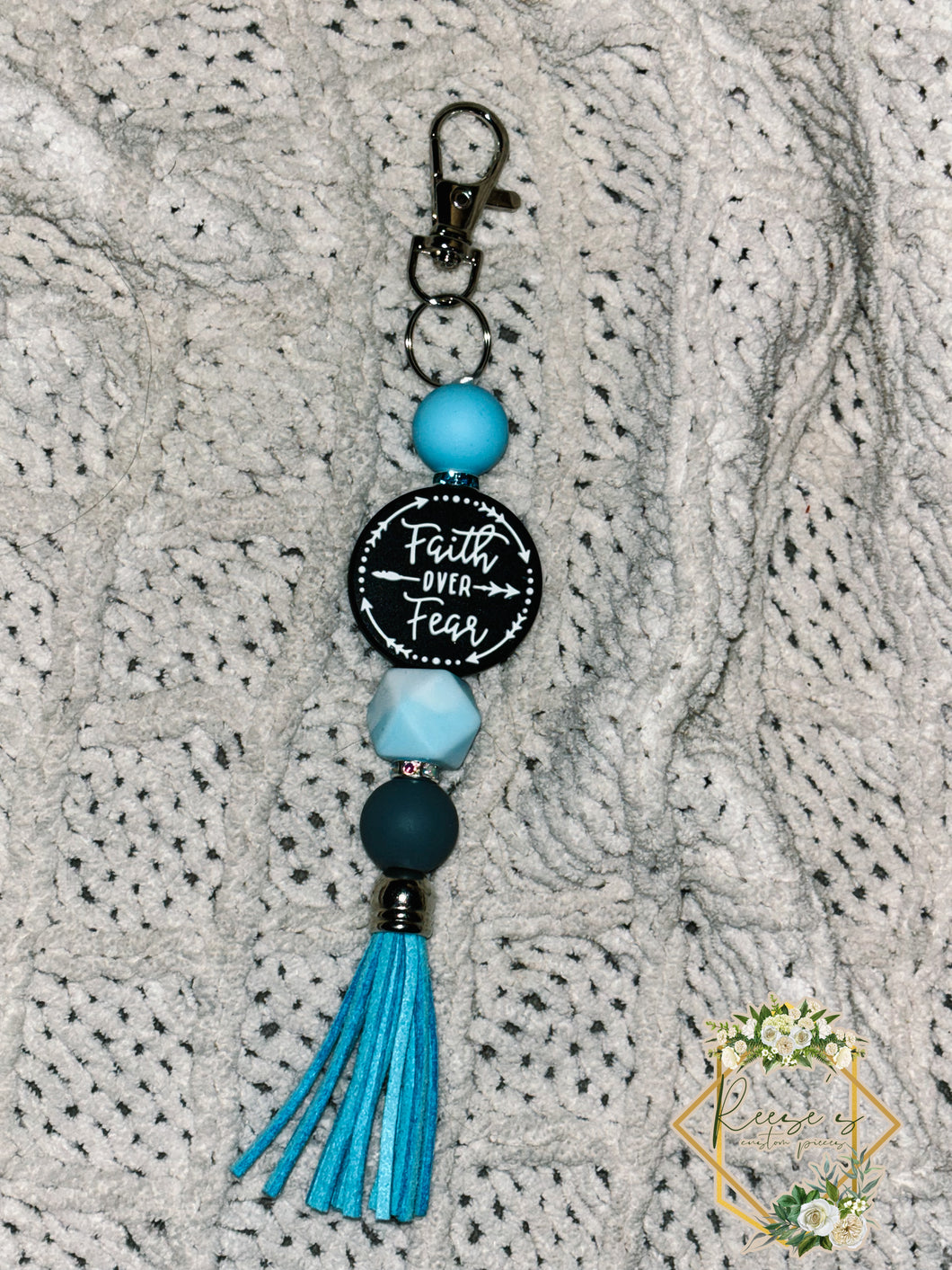 FAITH OVER FEAR BLUE KEYCHAIN