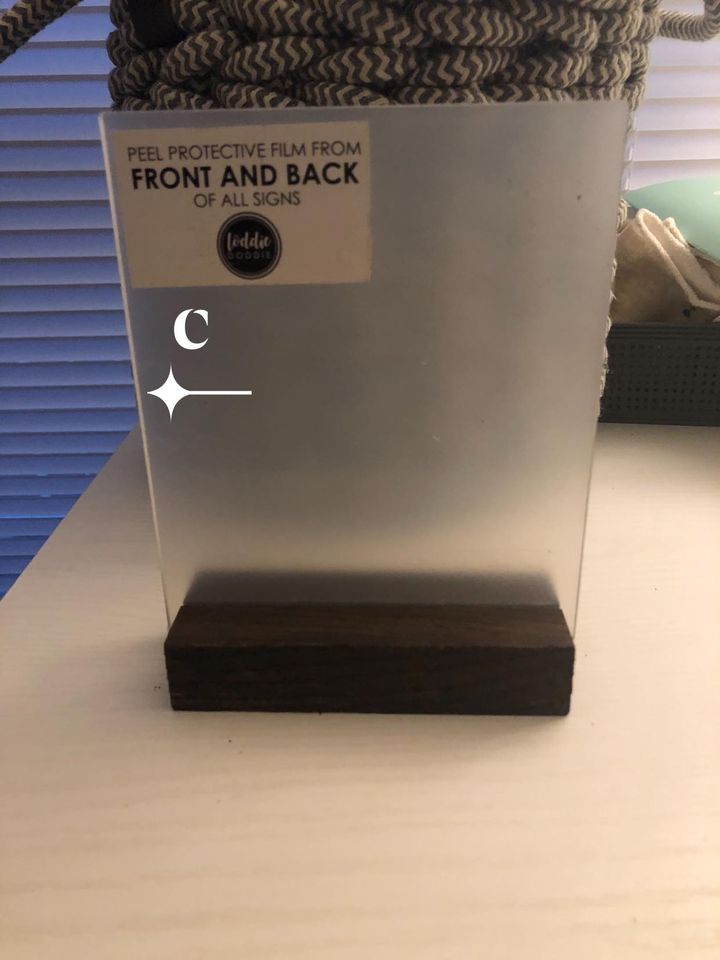 Acrylic Sign w/Wooden stand