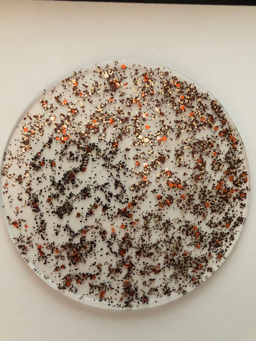 Orange/Gold Glitter Acrylic Round