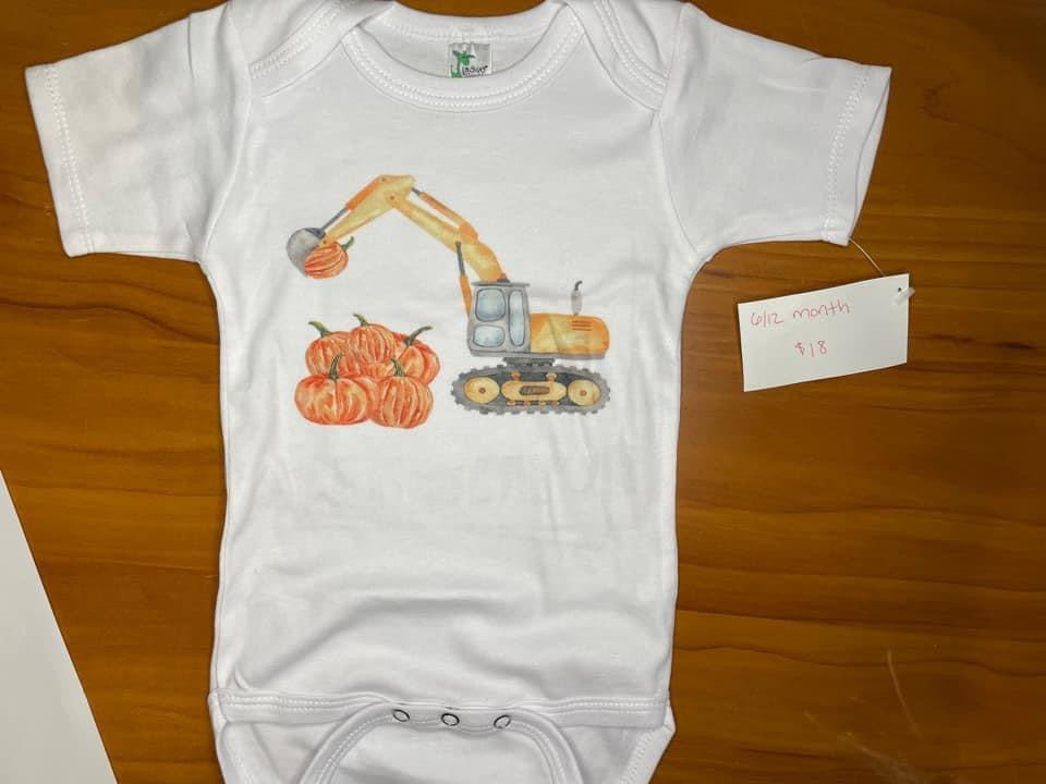 6/12 month Excavator onesie